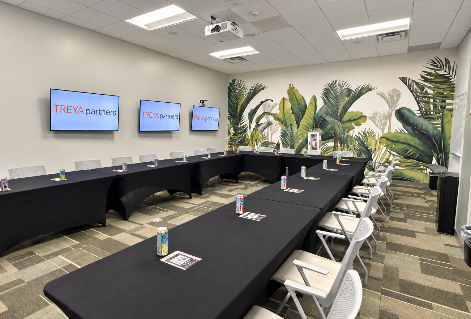 The HUB training room set up for a workshop