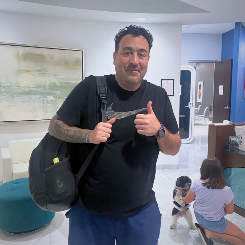 Happy luggage storage customer 3 at The HUB in Downtown Miami