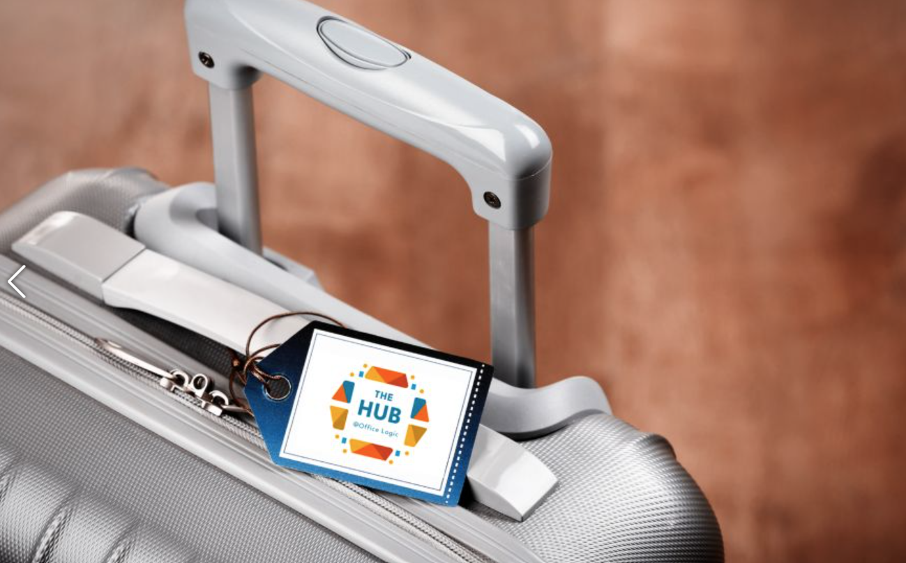 Travelers' suitcases at The HUB luggage storage near PortMiami