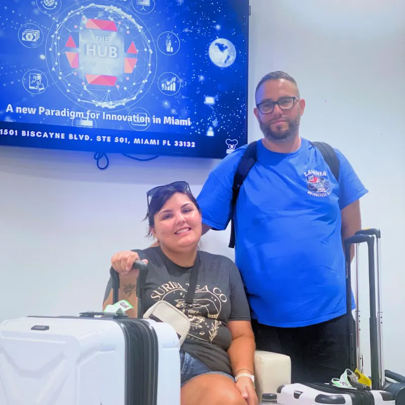 Happy luggage storage customer 2 at The HUB in Downtown Miami